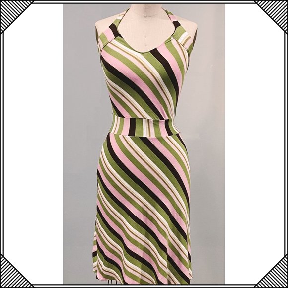 GIGI Diagonal Striped Halter Resort Dress - Picture 1 of 8